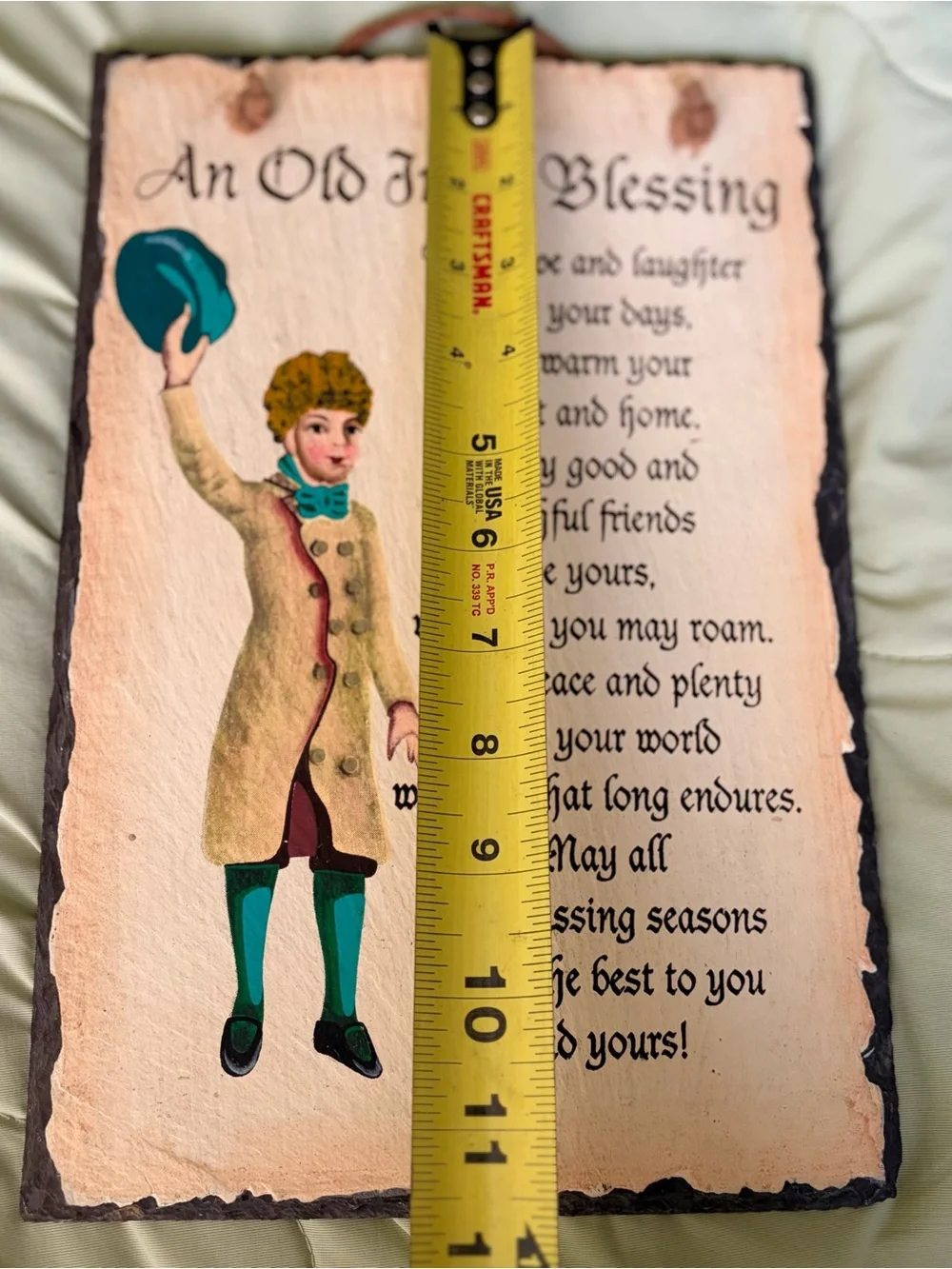 An Old Irish Blessing Wall Plaque - Cream with Teal Accents